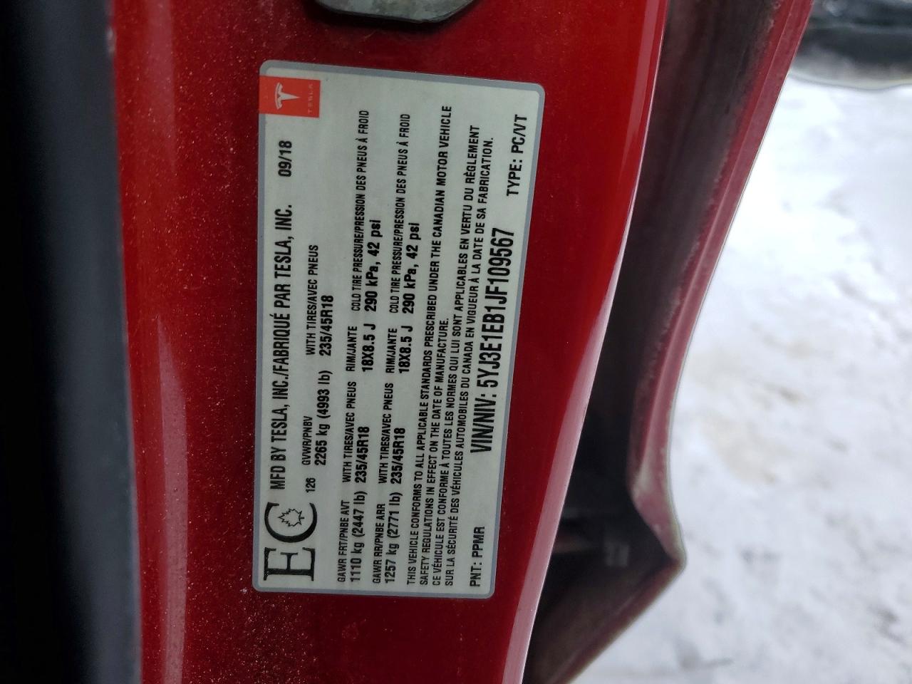 2018 TESLA MODEL 3 photo 13