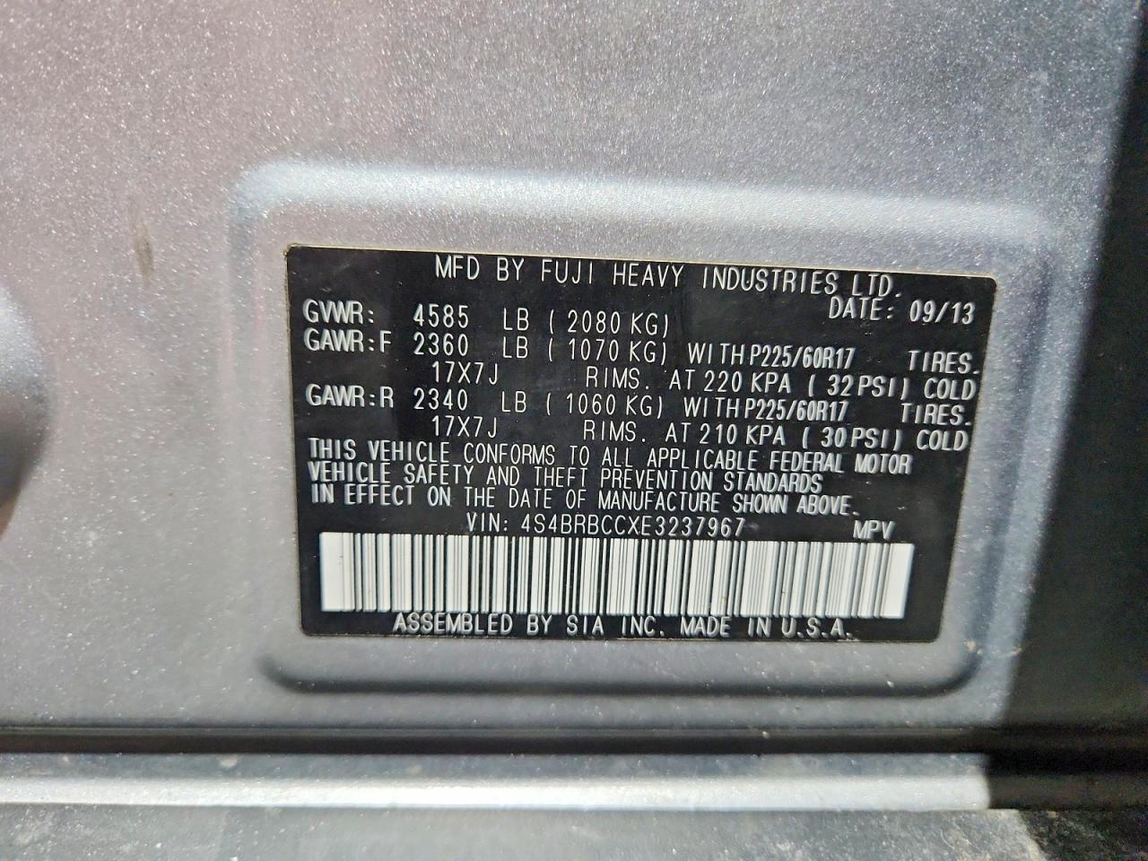 2014 SUBARU OUTBACK 2.5I PREMIUM photo 23