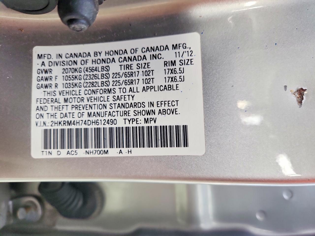 2013 HONDA CR-V EXL photo 12