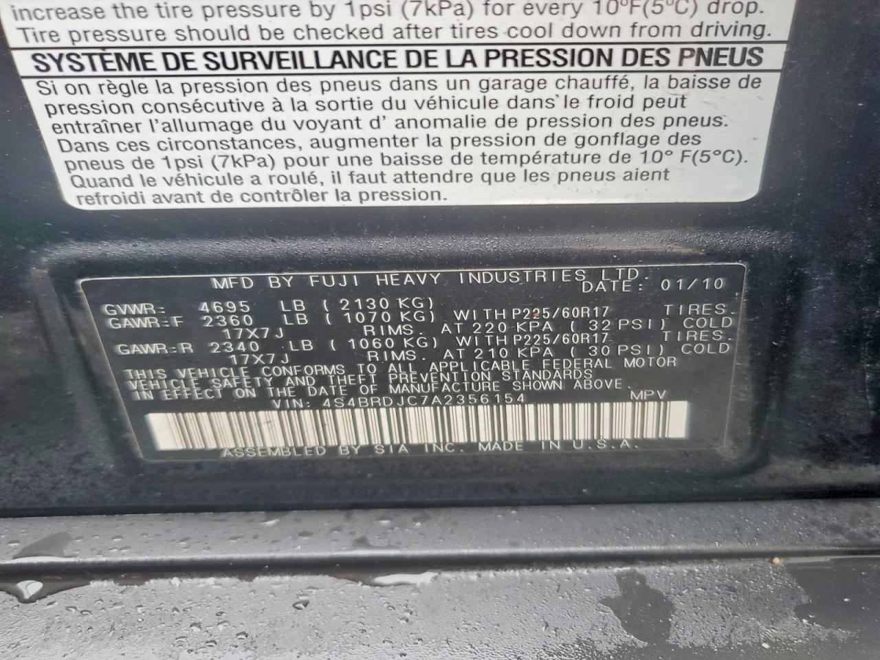 2010 SUBARU OUTBACK 3.6R LIMITED photo 13