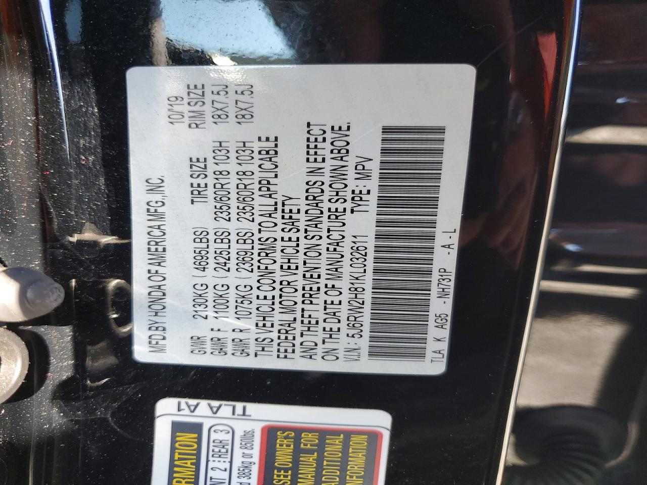 2019 HONDA CR-V EXL photo 37