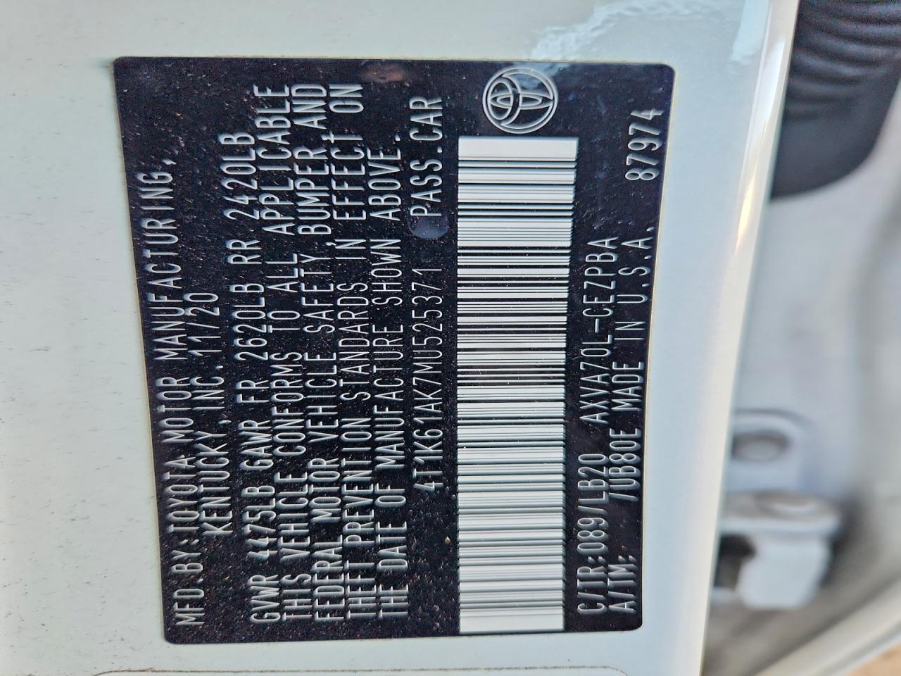 2021 TOYOTA CAMRY XSE photo 25