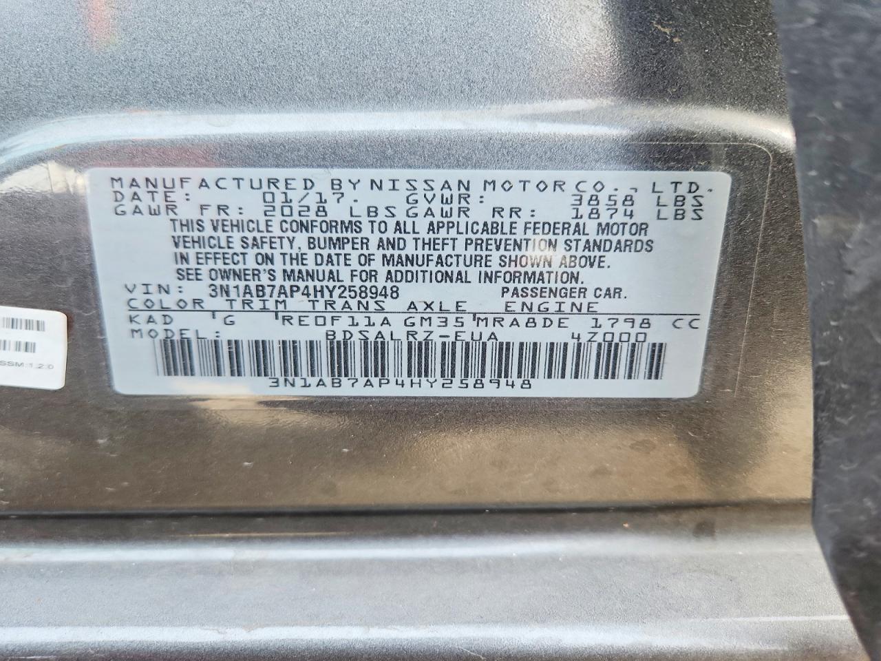 2017 NISSAN SENTRA SR photo 13