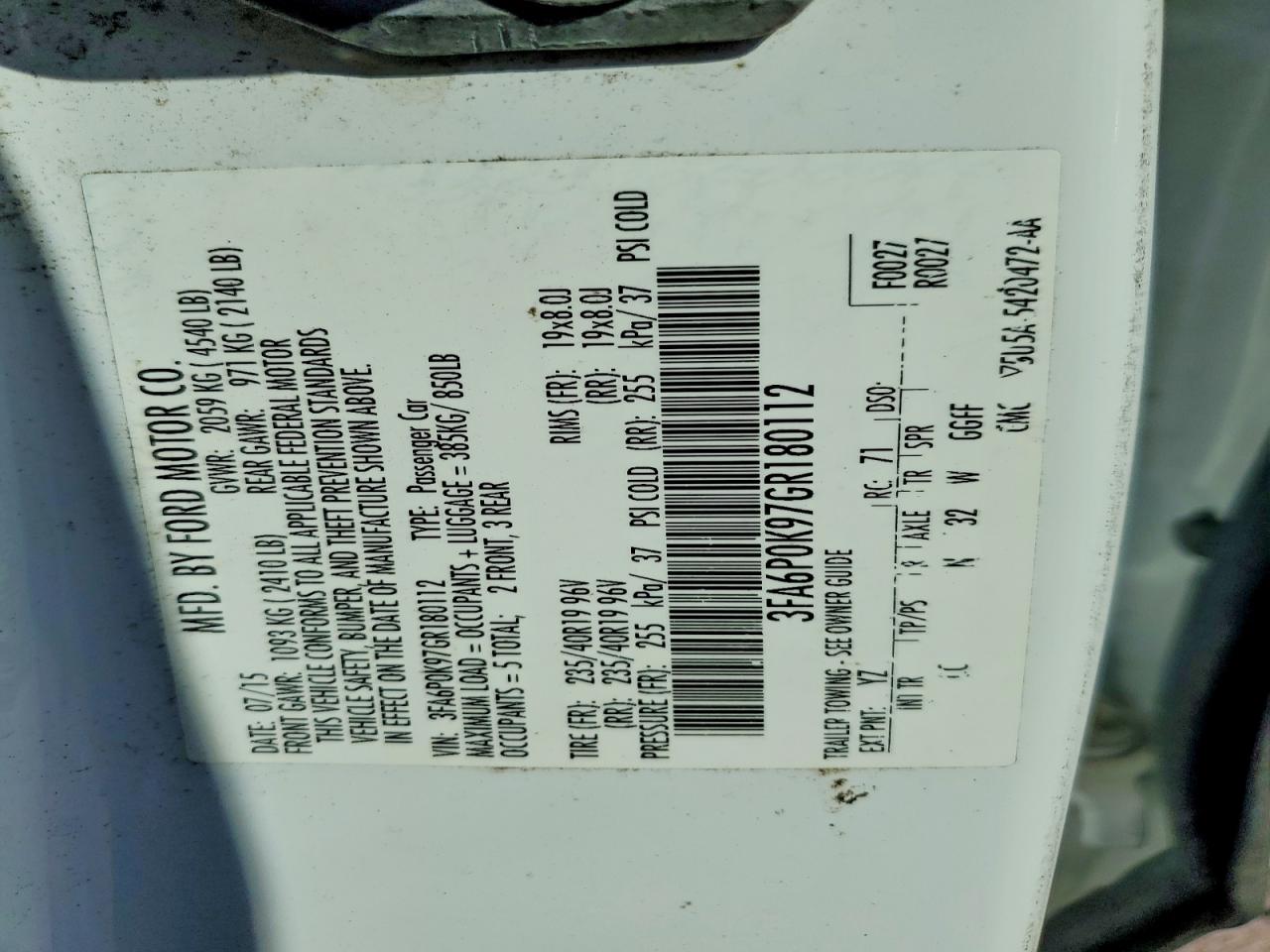 2016 FORD FUSION TITANIUM photo 12