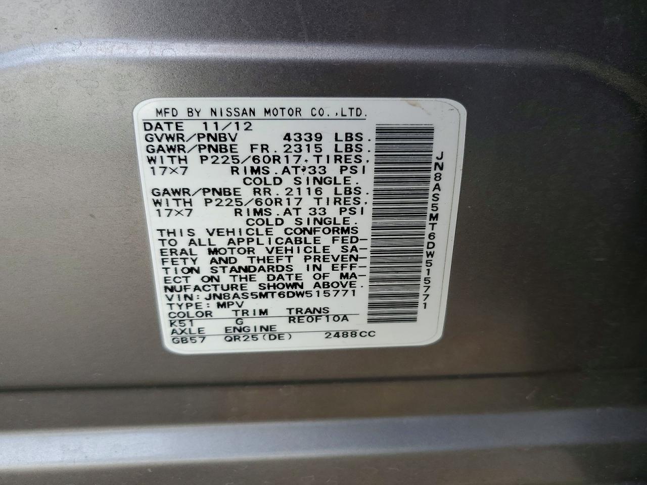 2013 NISSAN ROGUE S photo 13