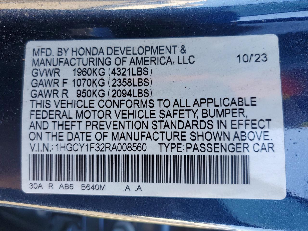 2024 HONDA ACCORD EX photo 12