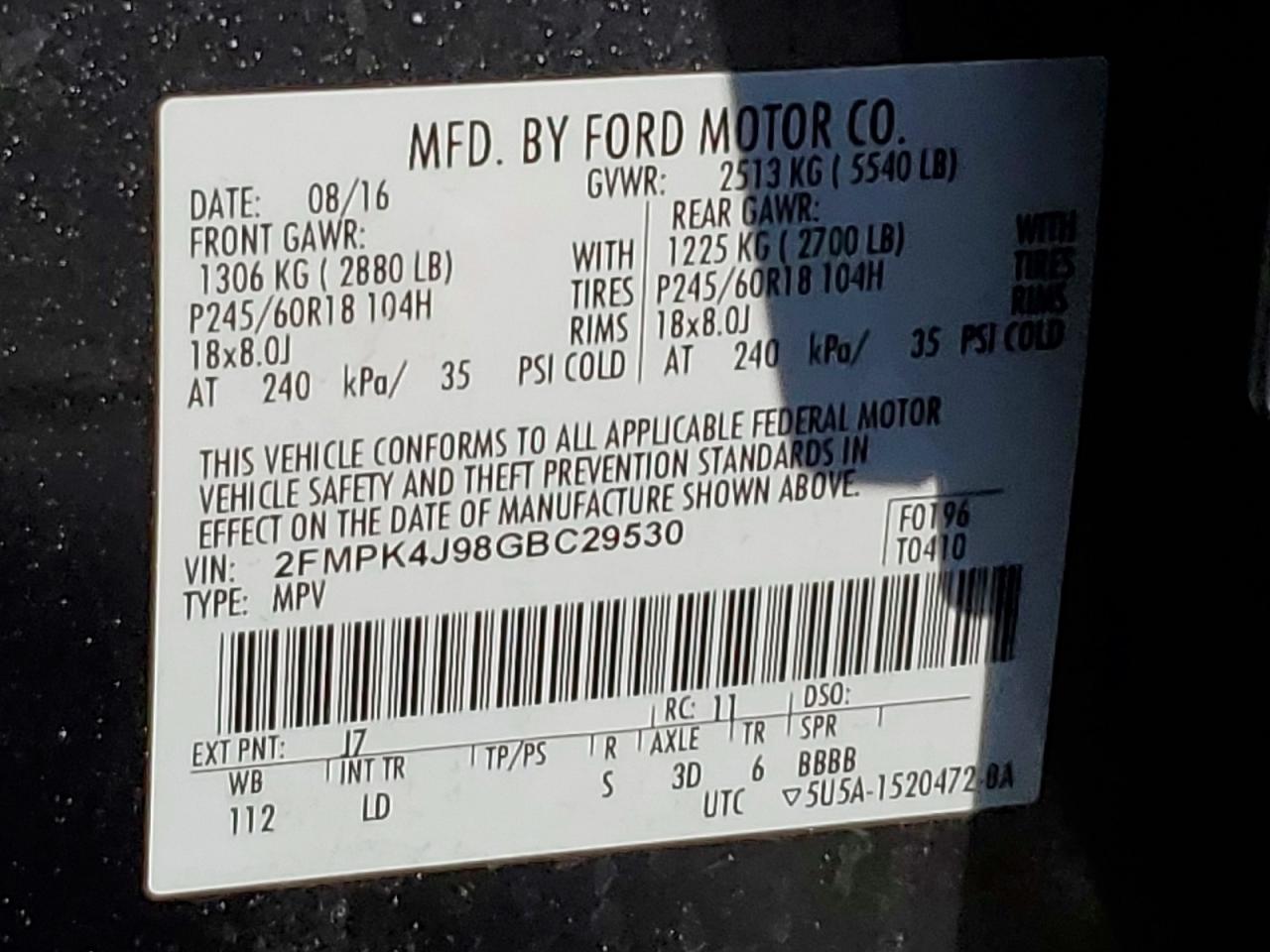 2016 FORD EDGE SEL photo 25