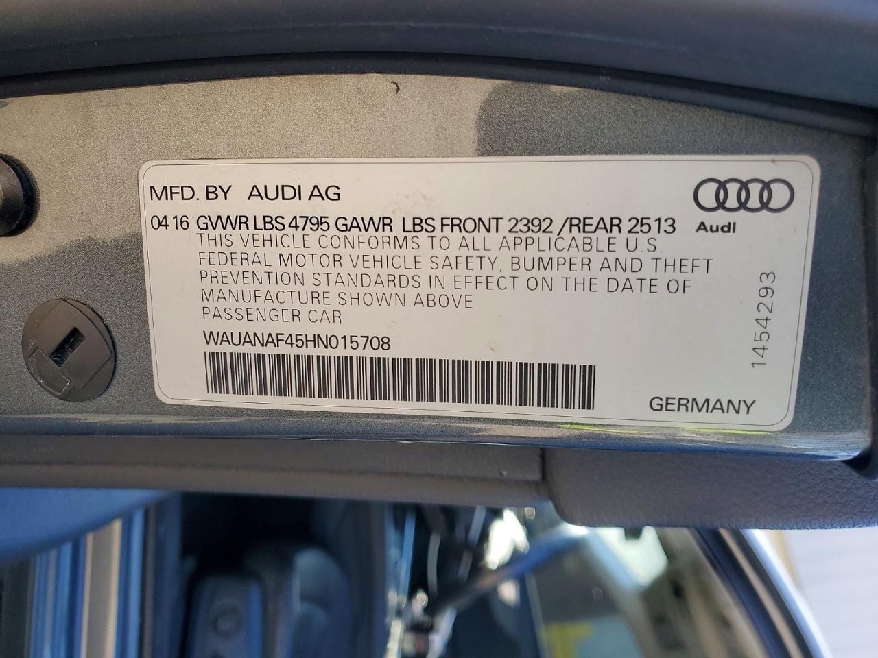 2017 AUDI A4 PREMIUM photo 12