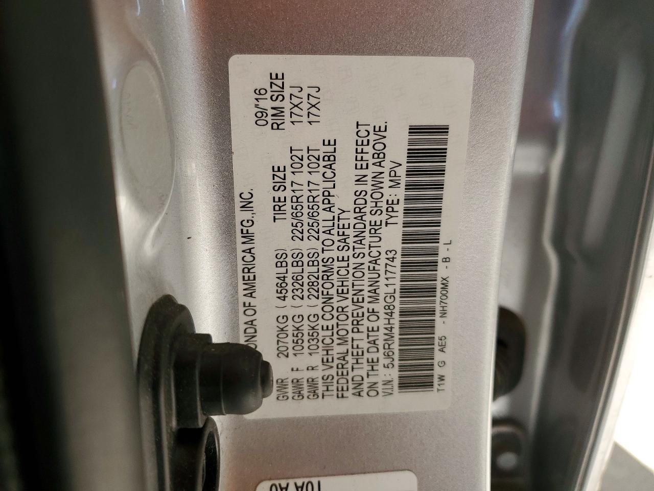 2016 HONDA CR-V SE photo 25