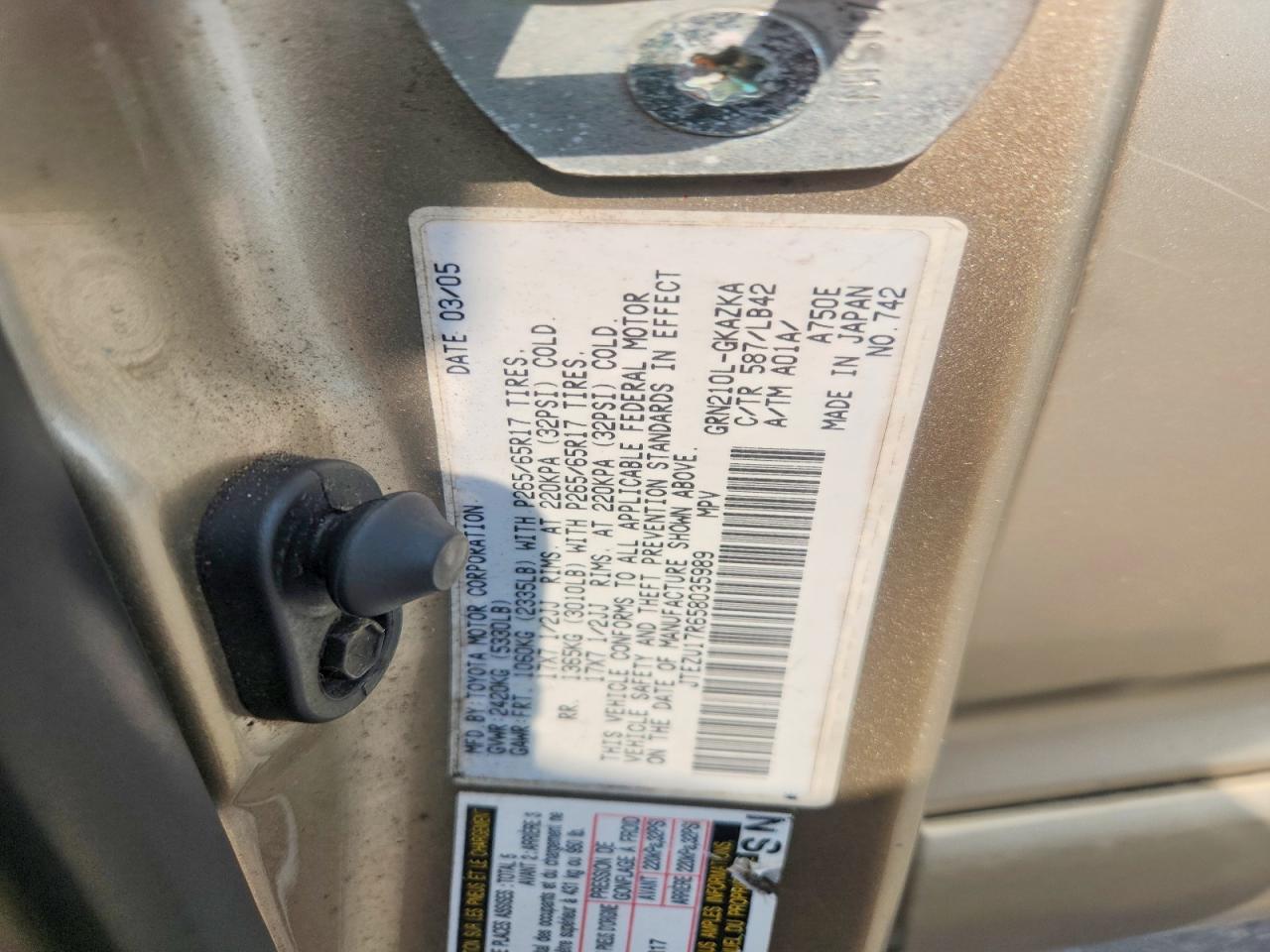 2005 TOYOTA 4RUNNER LIMITED photo 25