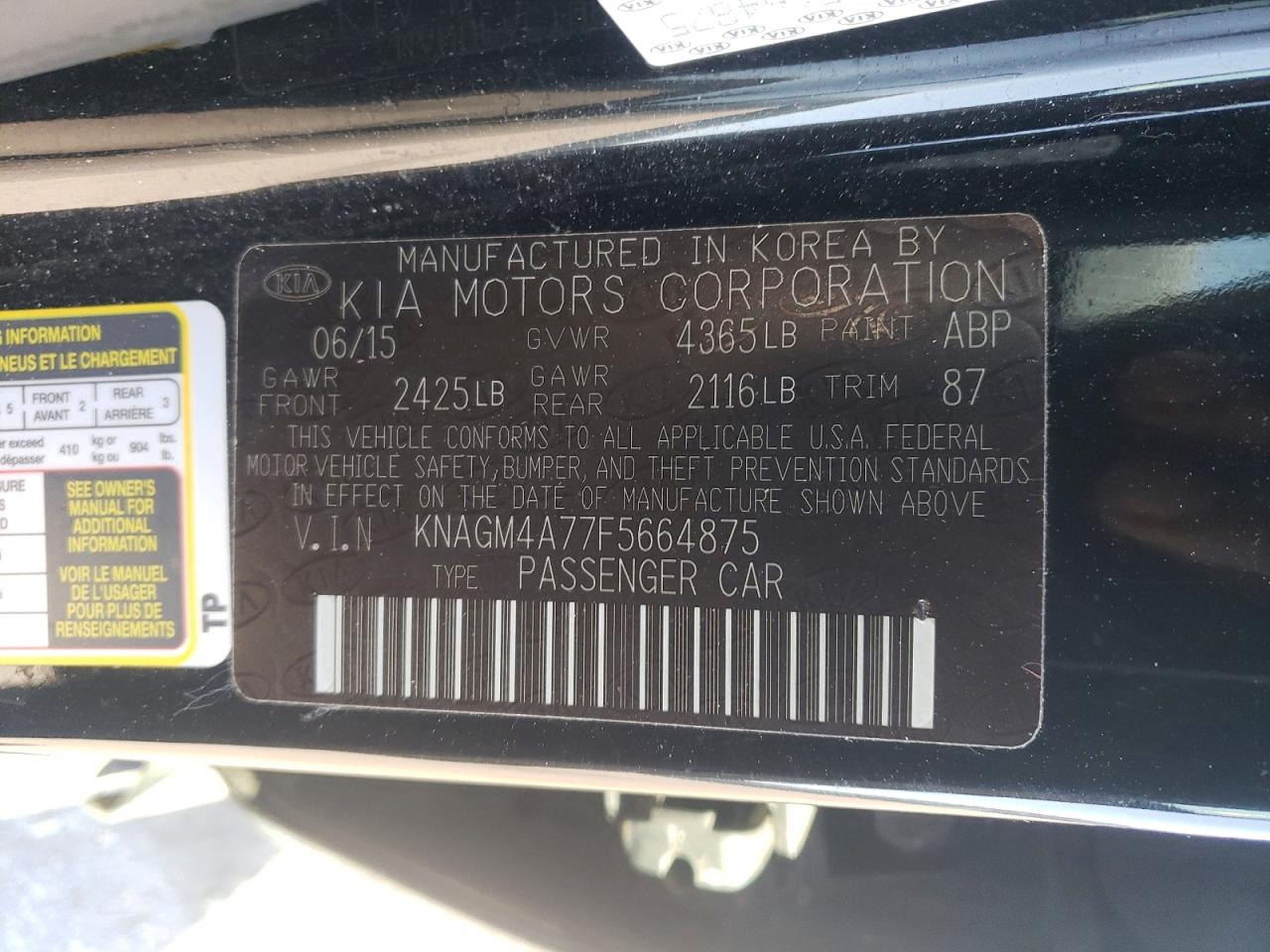 2015 KIA OPTIMA LX photo 12