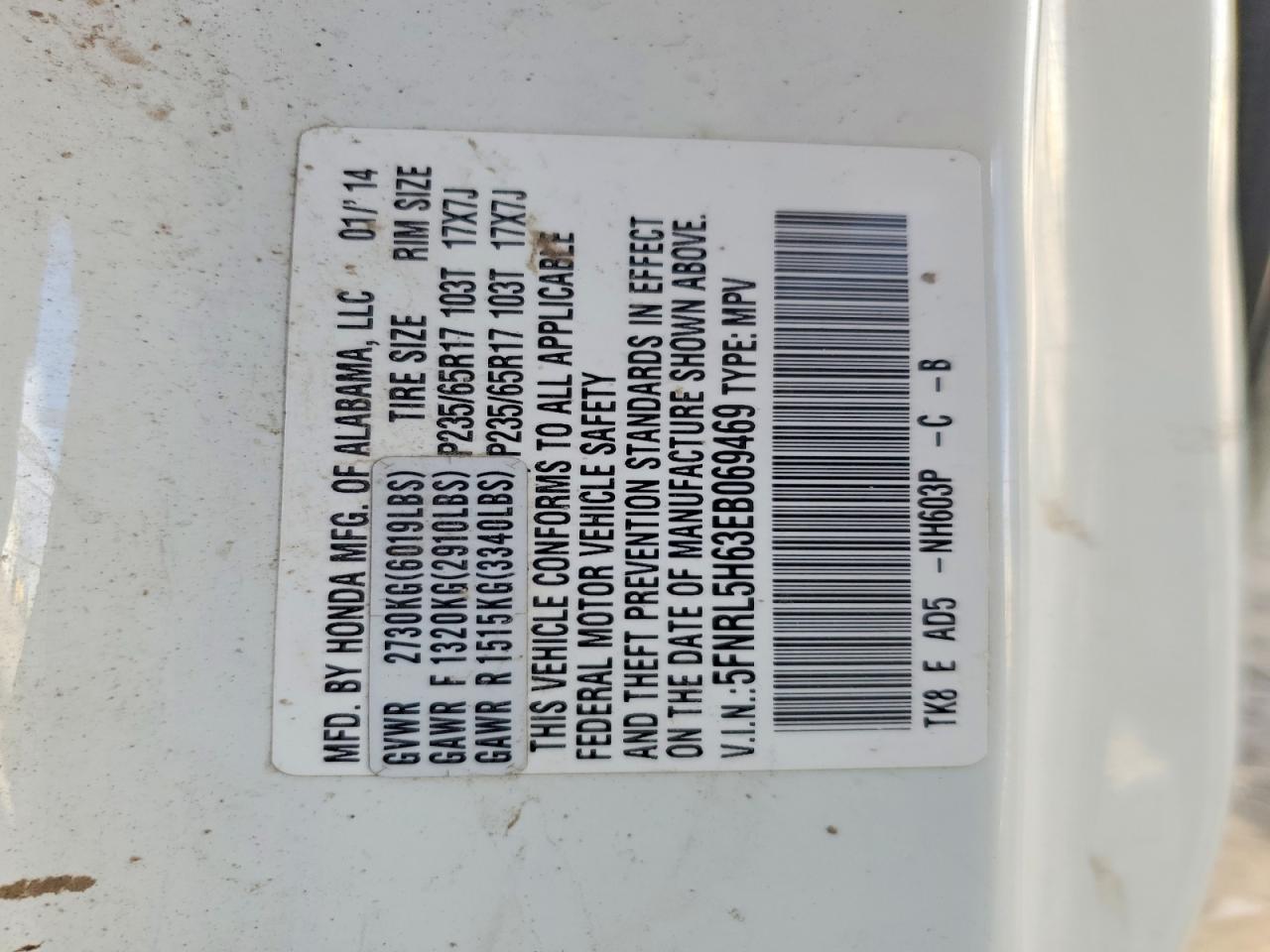 2014 HONDA ODYSSEY EXL photo 25