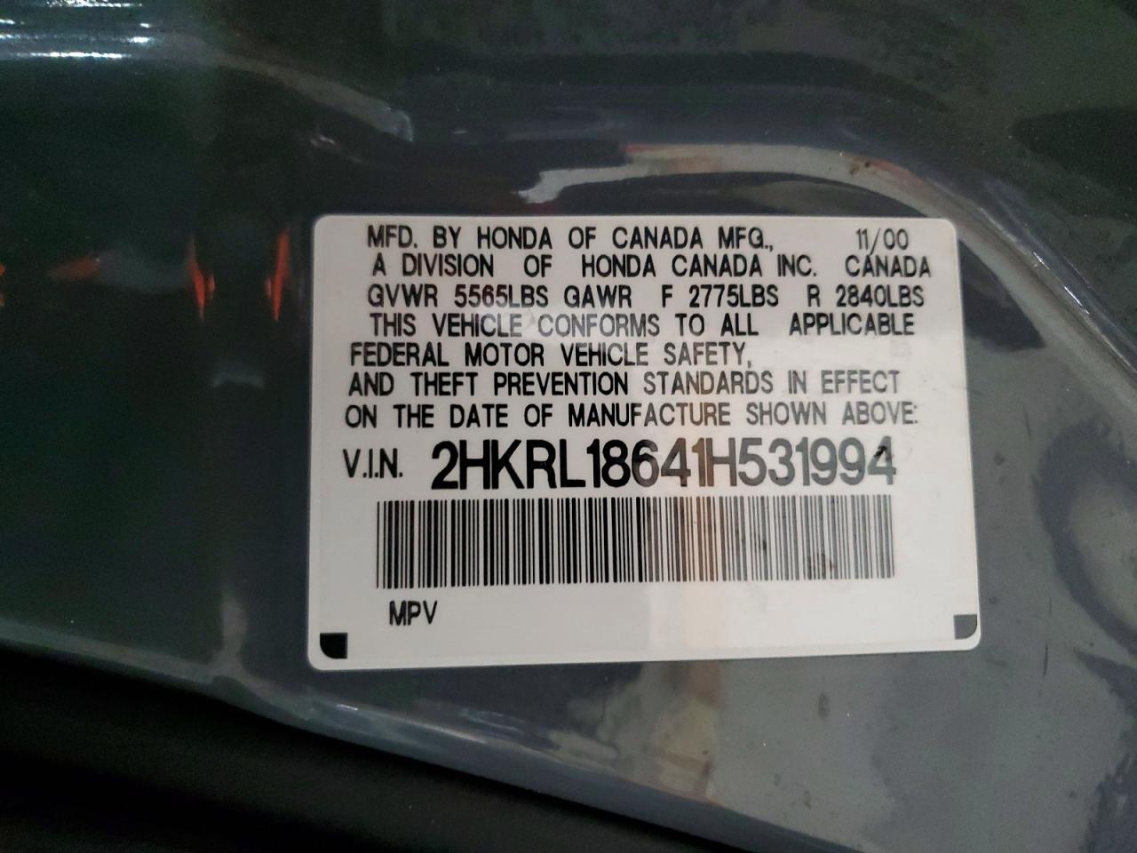 2001 HONDA ODYSSEY EX photo 13