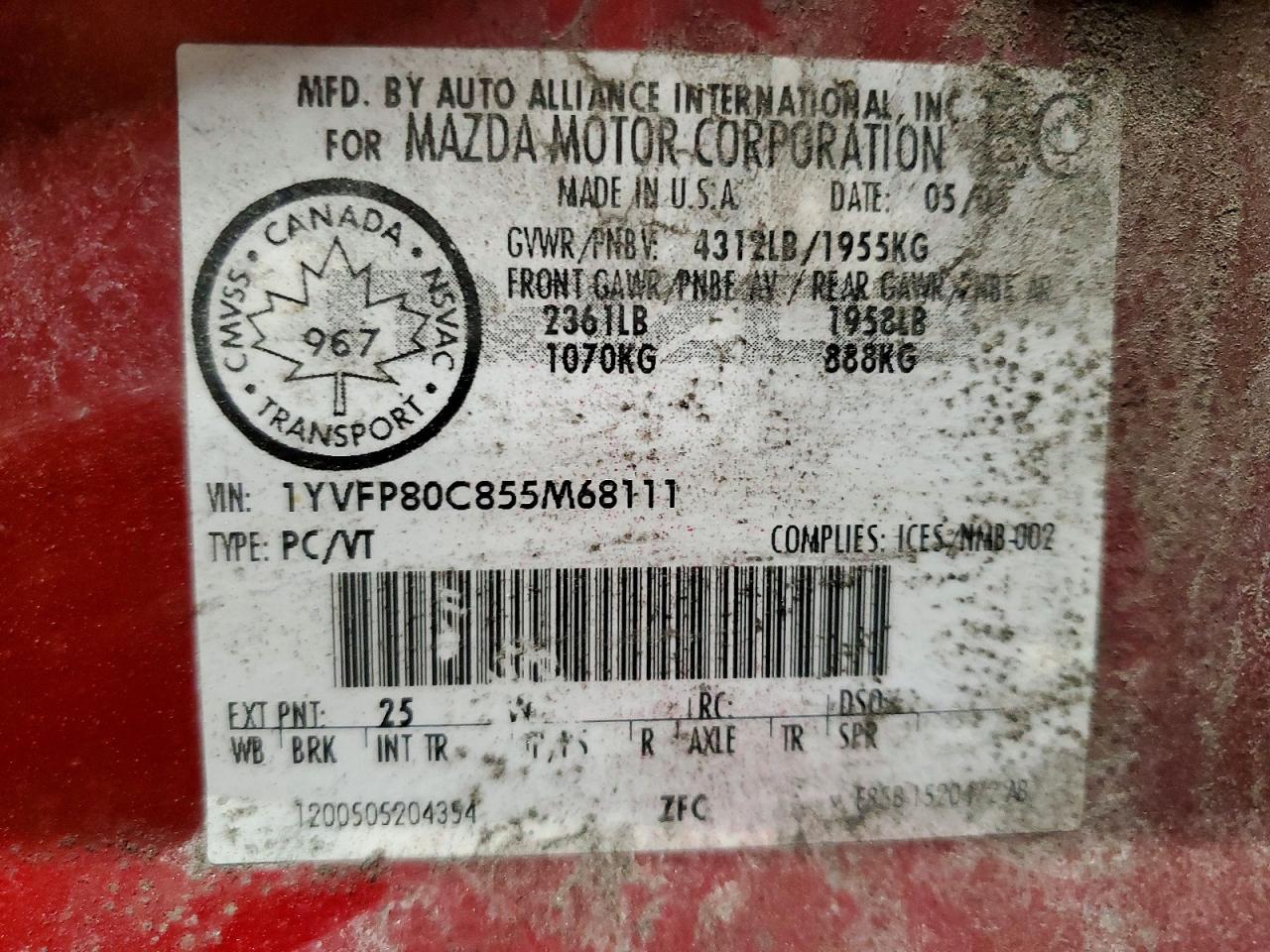 2005 MAZDA 6 I photo 12