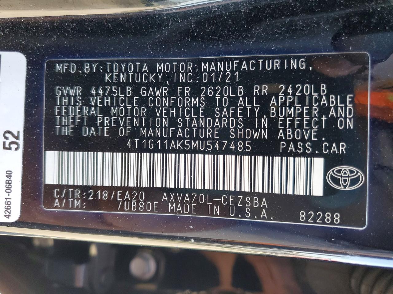 2021 TOYOTA CAMRY photo 23