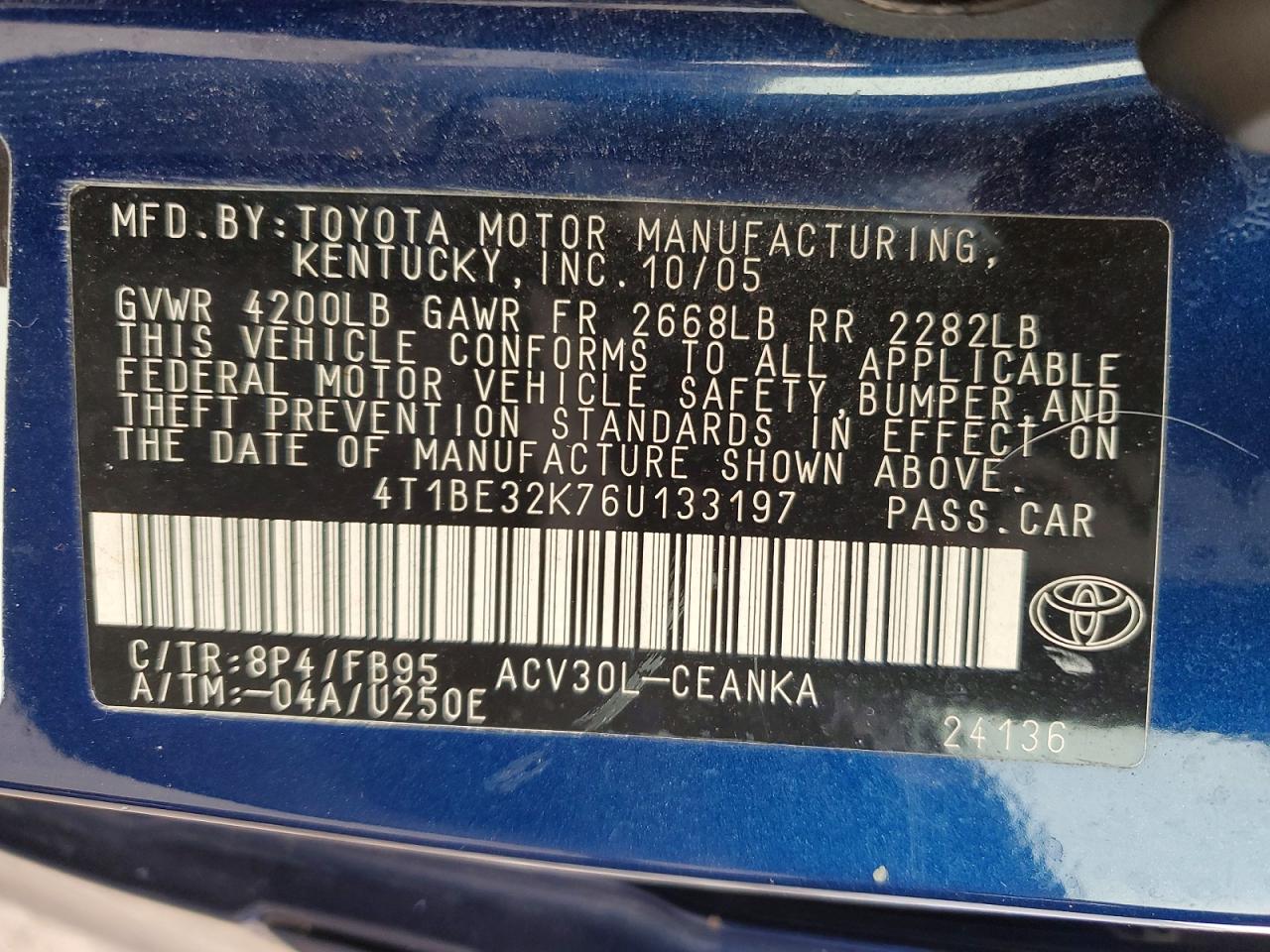 2006 TOYOTA CAMRY LE photo 34