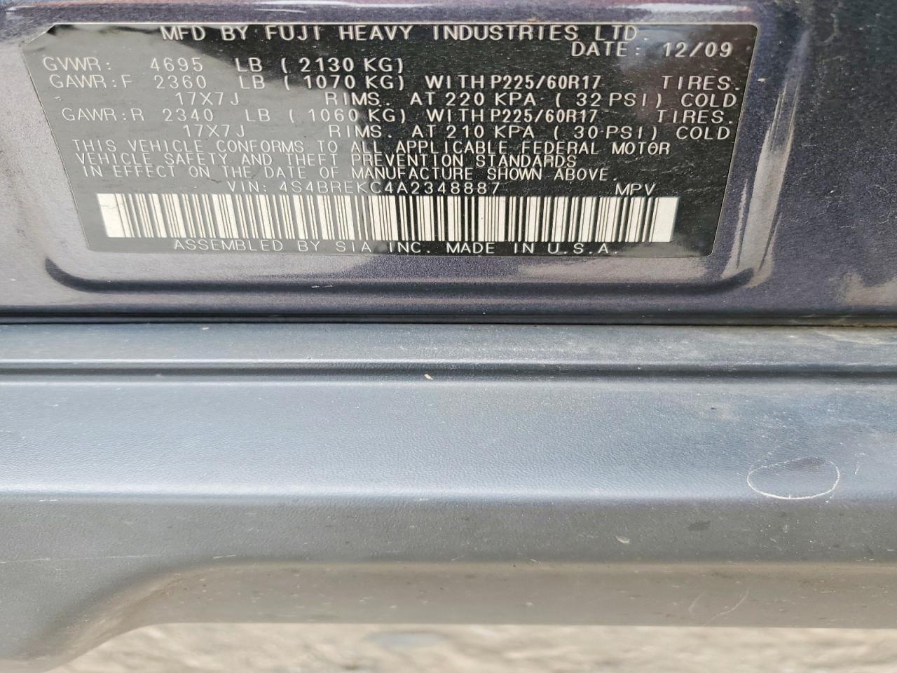 2010 SUBARU OUTBACK 3.6R LIMITED photo 37