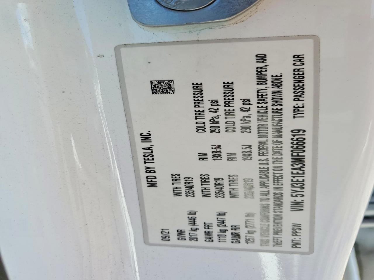 2021 TESLA MODEL 3 photo 34