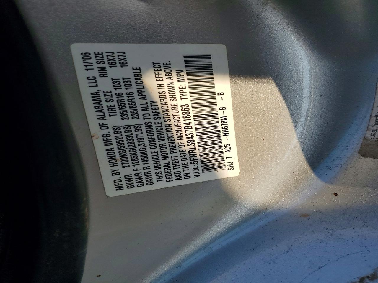 2007 HONDA ODYSSEY EX photo 25