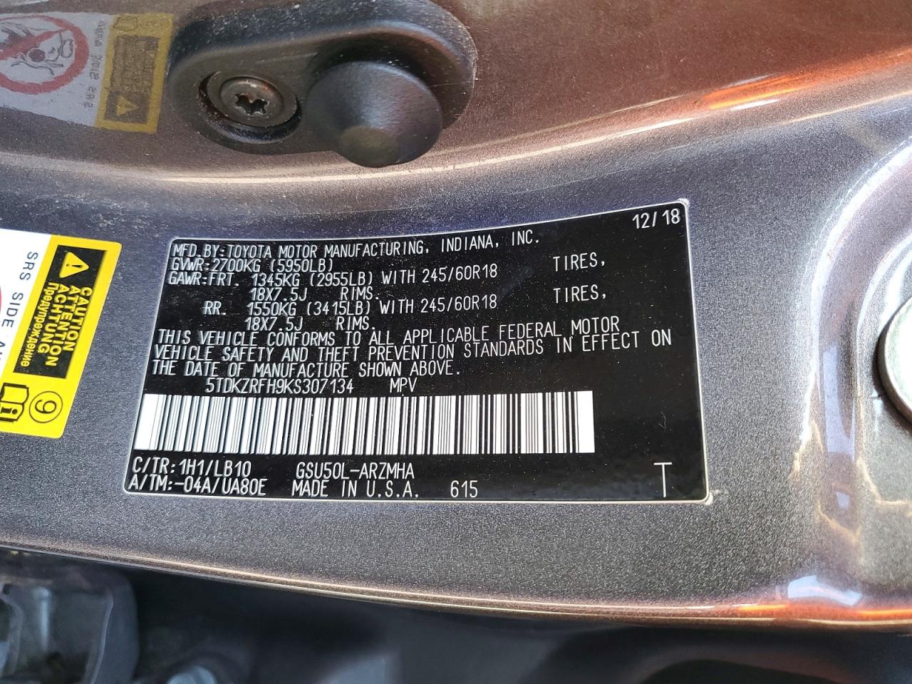 2019 TOYOTA HIGHLANDER photo 13