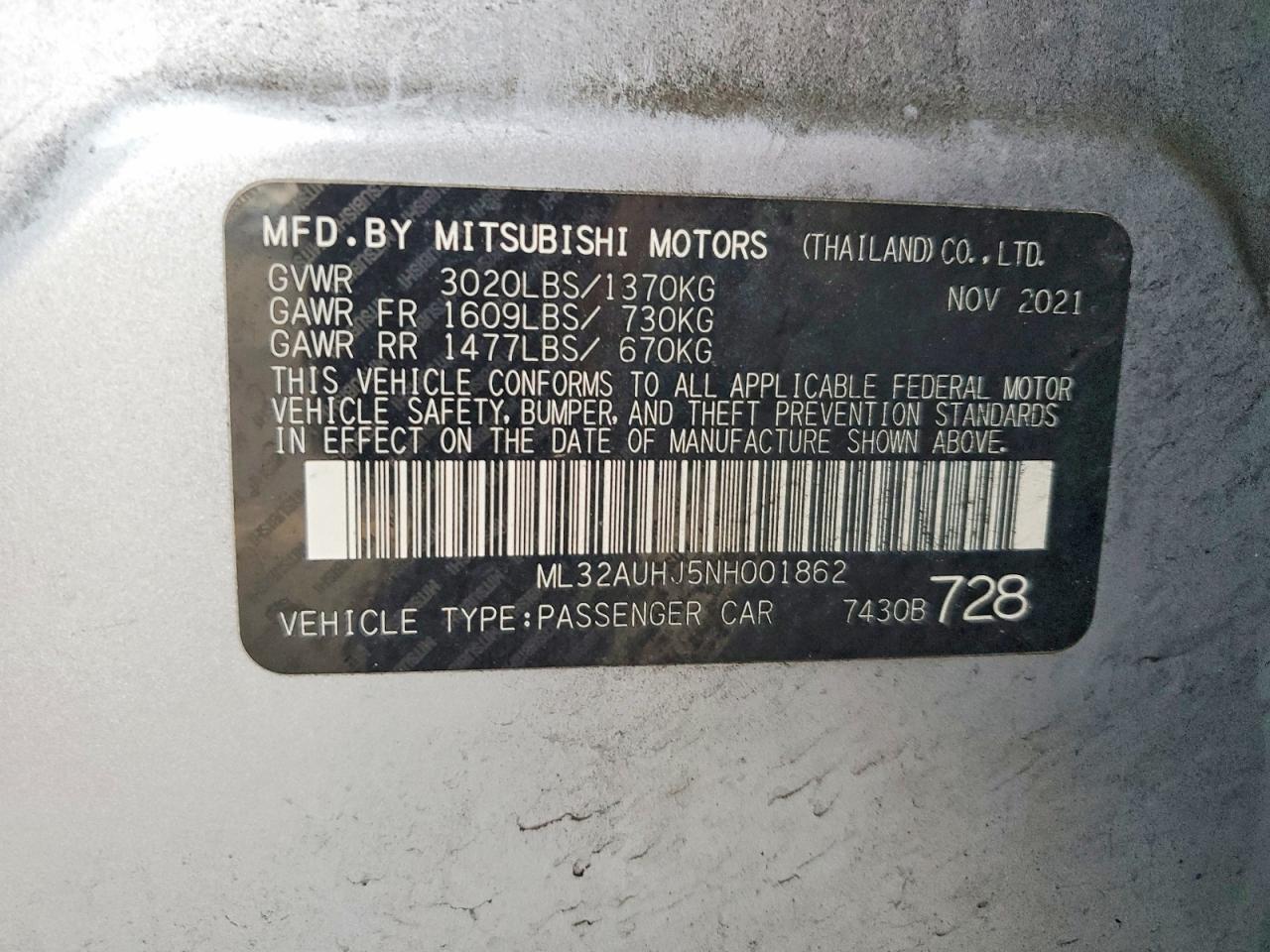 2022 MITSUBISHI MIRAGE photo 23