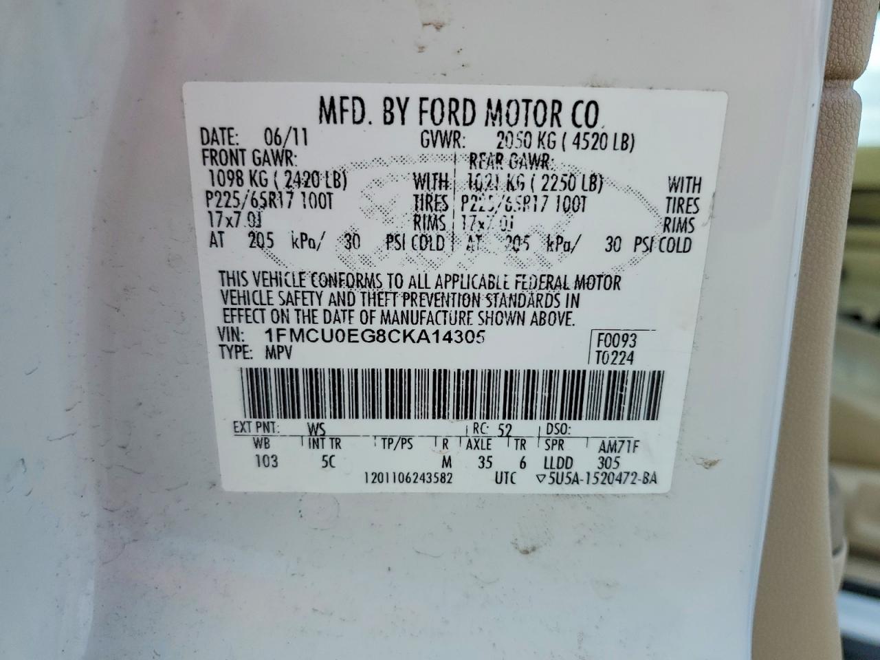 2012 FORD ESCAPE LIMITED photo 25