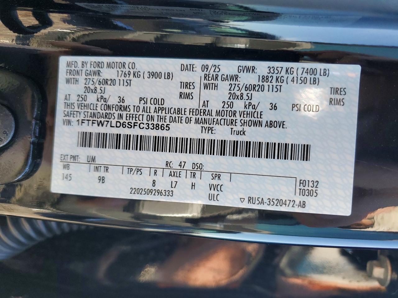 2025 FORD F150 PLATINUM photo 12