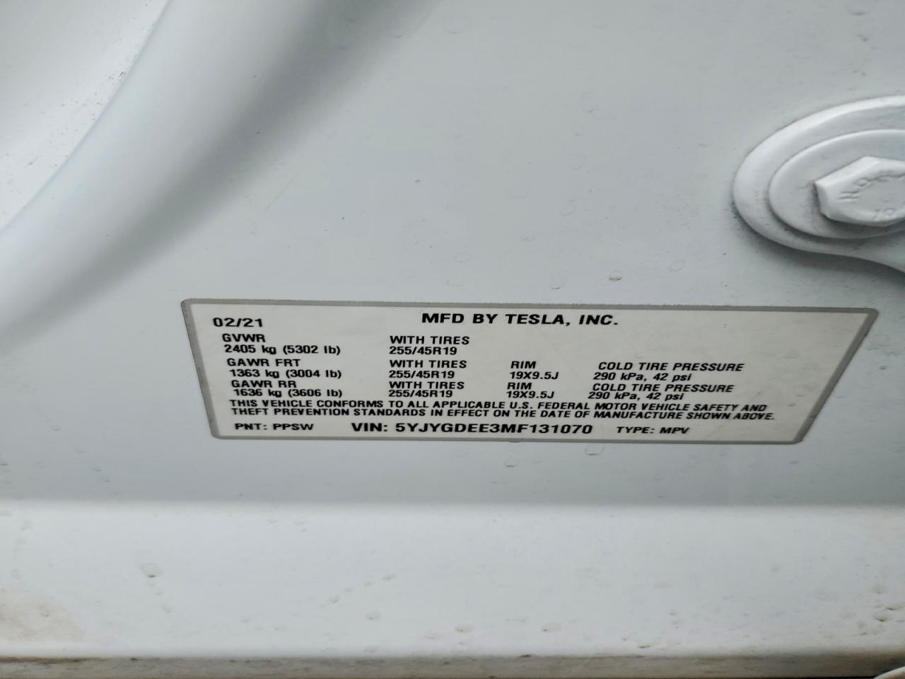 2021 TESLA MODEL Y photo 12