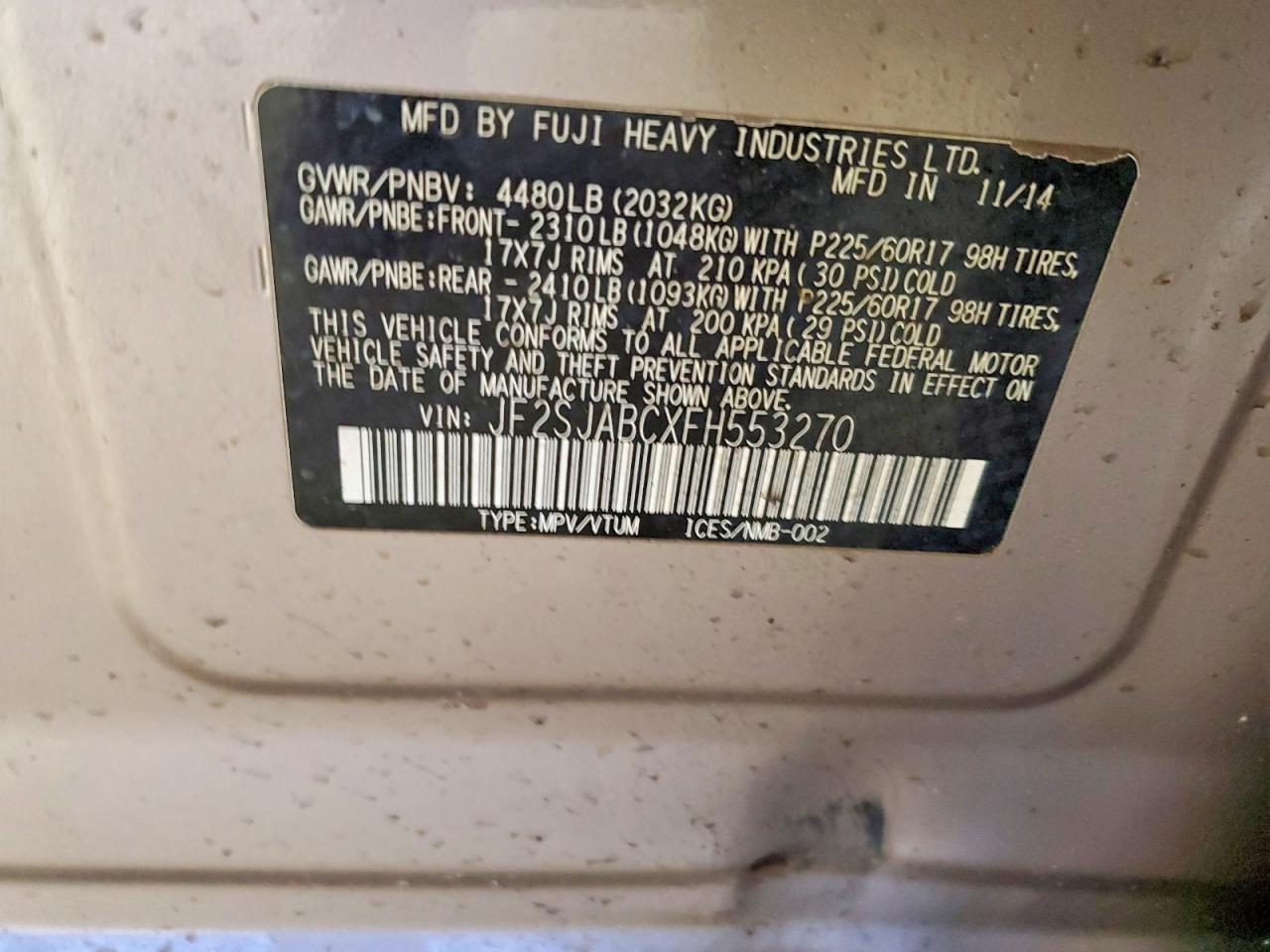 2015 SUBARU FORESTER 2.5I photo 25