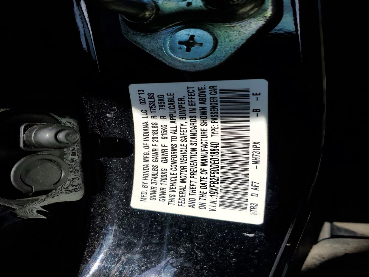 2013 HONDA CIVIC LX photo 13