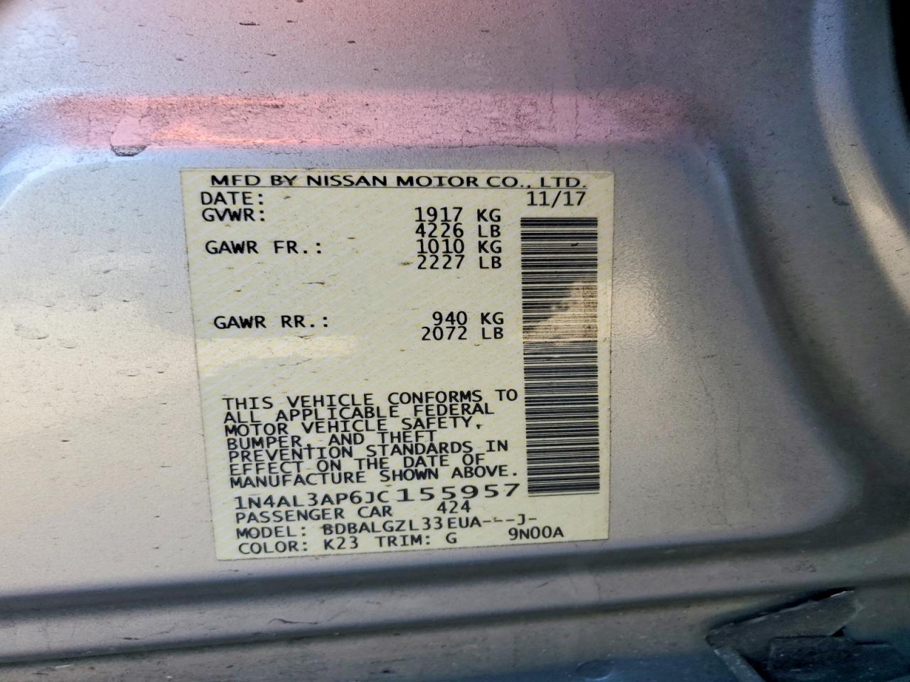 2018 NISSAN ALTIMA 2.5 S photo 23