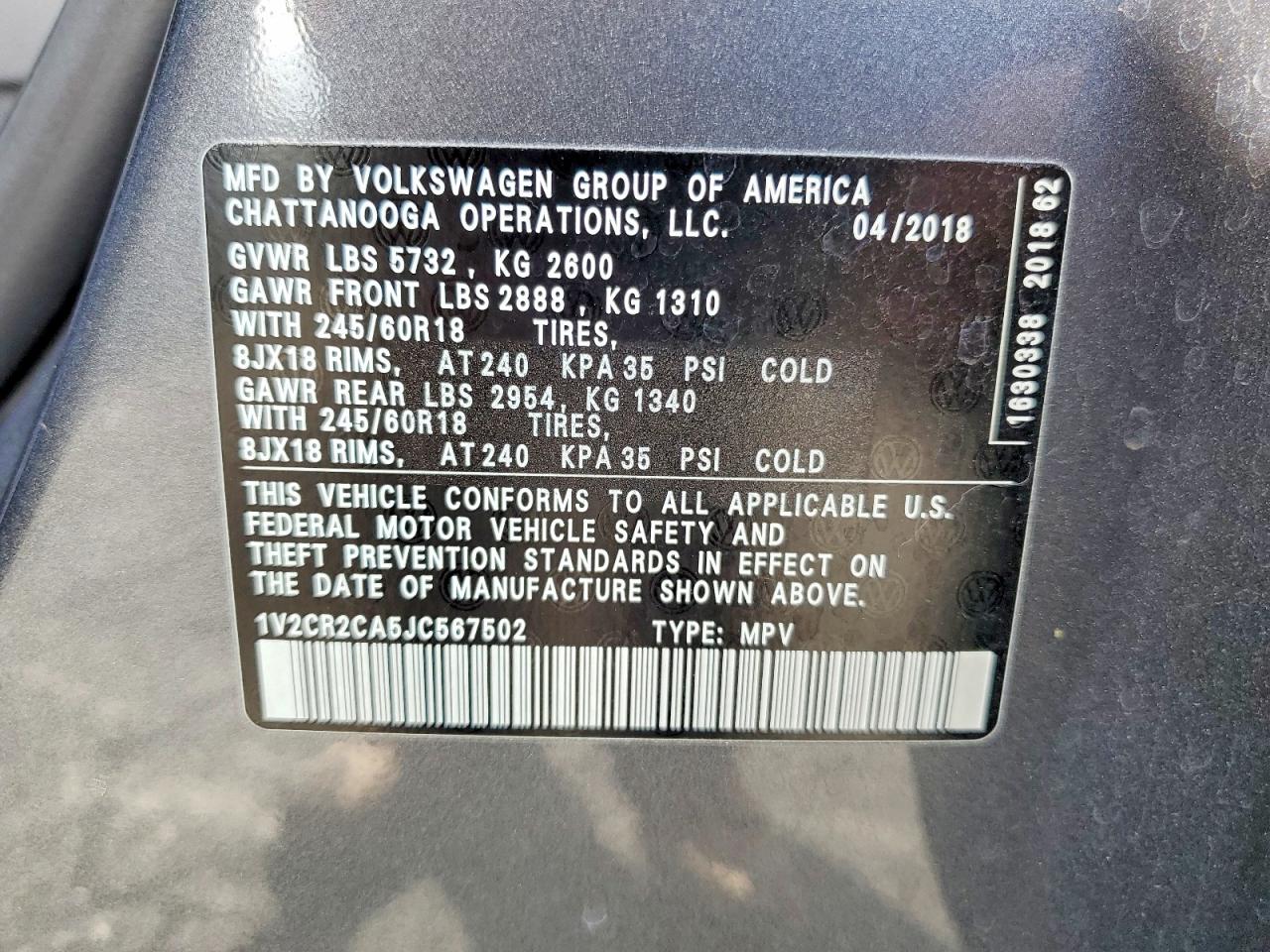 2018 VOLKSWAGEN ATLAS SE photo 40