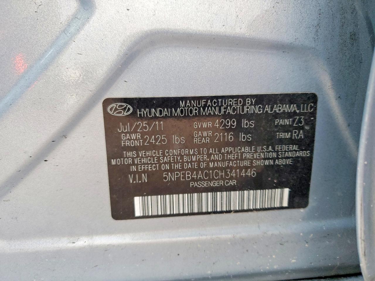 2012 HYUNDAI SONATA GLS photo 23