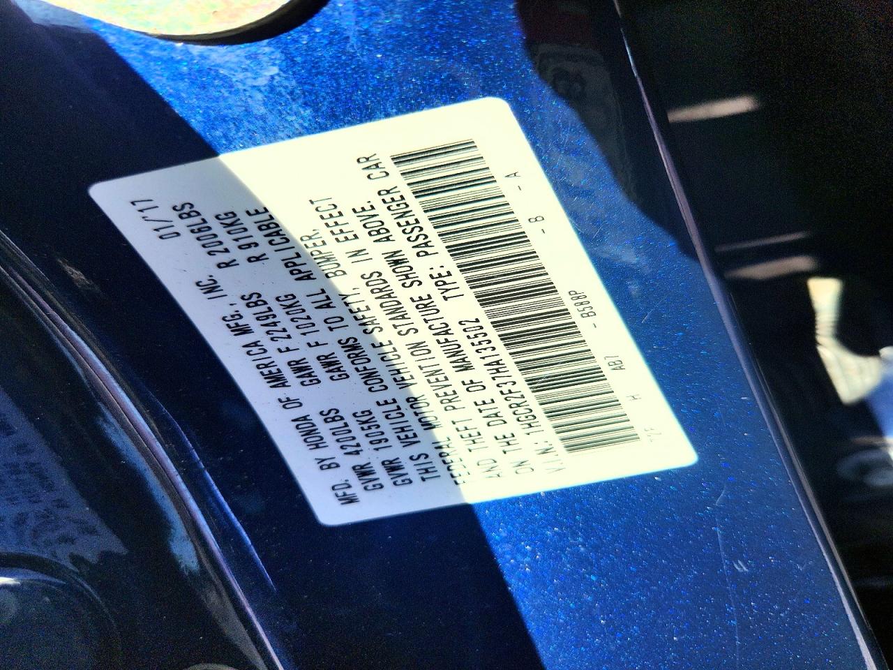 2017 HONDA ACCORD LX photo 23