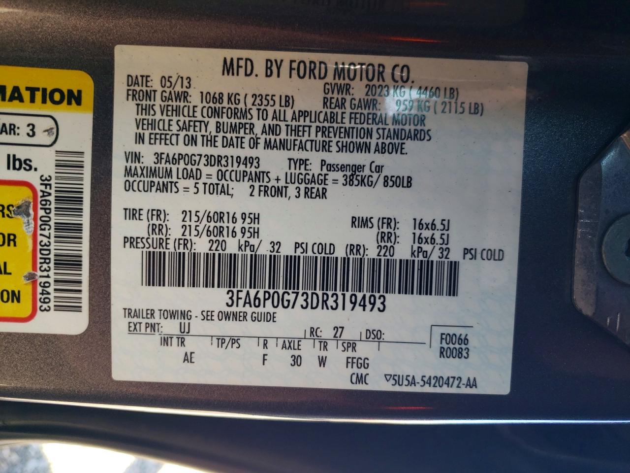 2013 FORD FUSION photo 23