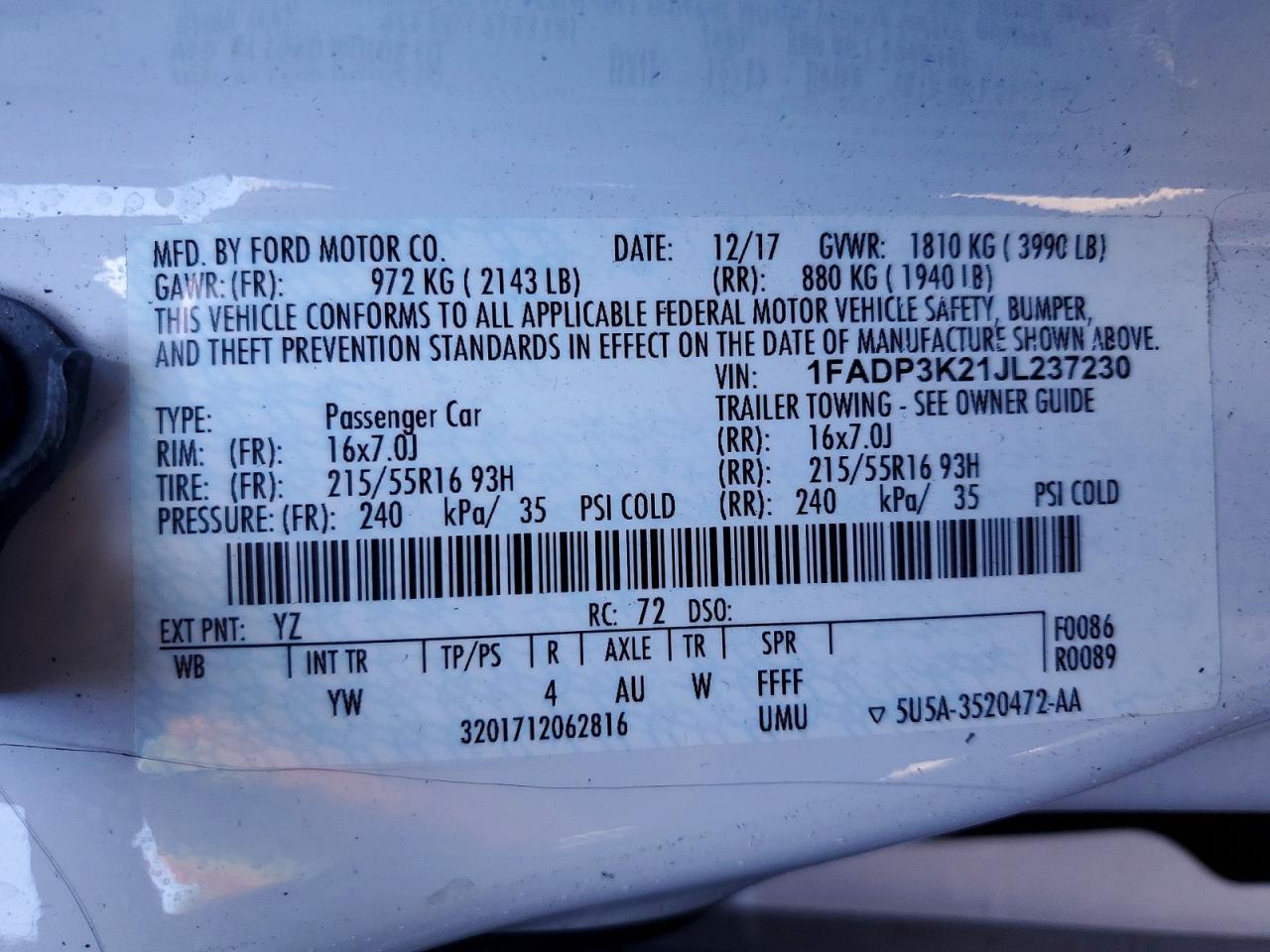 2018 FORD FOCUS SE photo 12