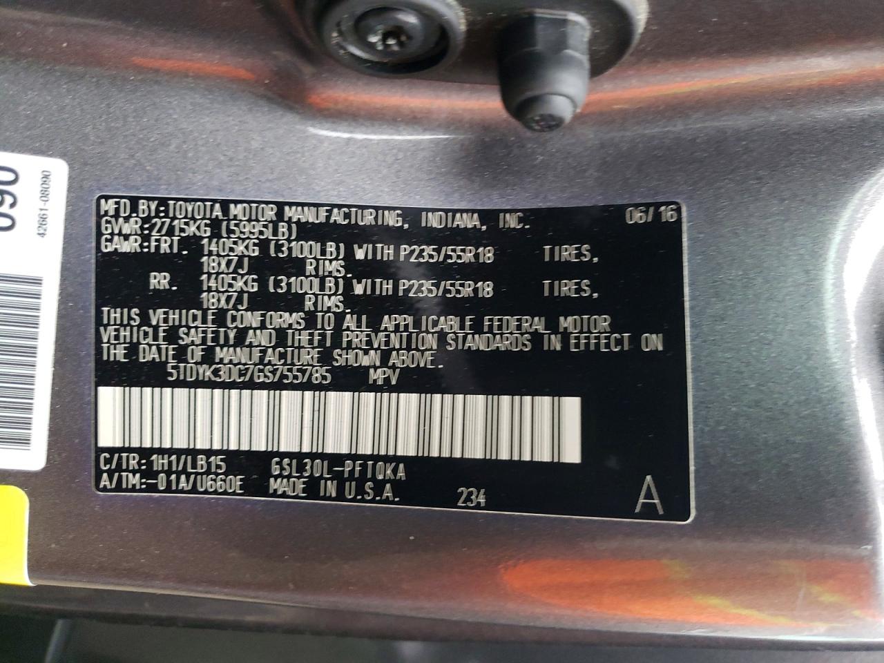 2016 TOYOTA SIENNA XLE photo 13