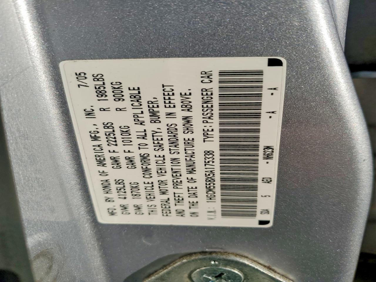 2005 HONDA ACCORD EX photo 13