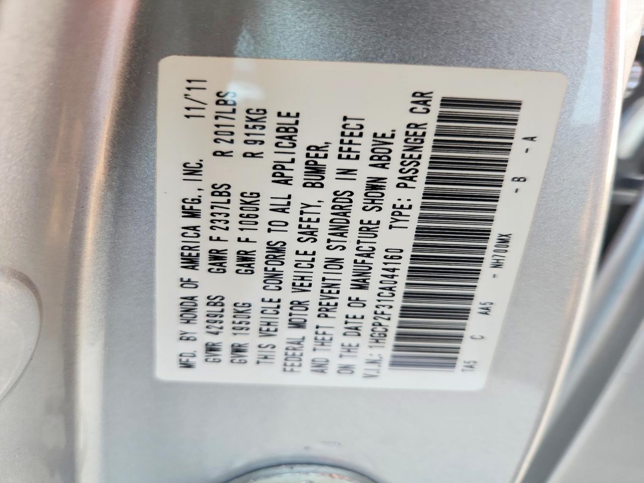 2012 HONDA ACCORD LX photo 25