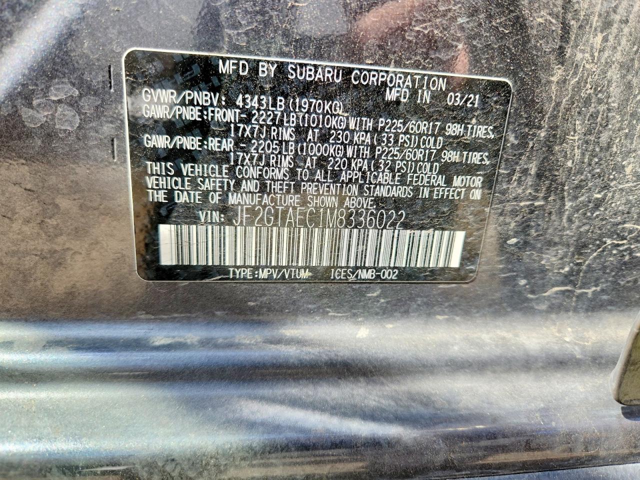 2021 SUBARU CROSSTREK PREMIUM photo 25