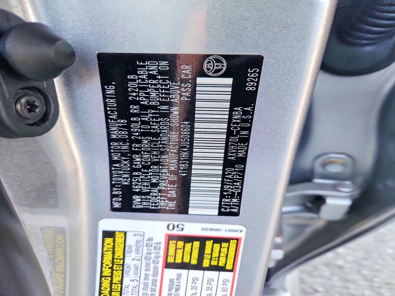 2018 TOYOTA CAMRY LE photo 12