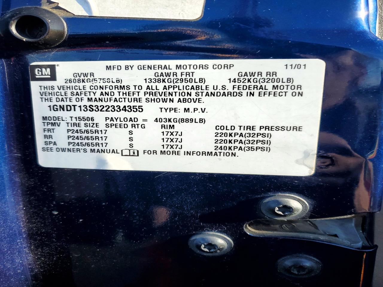 2002 CHEVROLET TRAILBLAZER photo 13