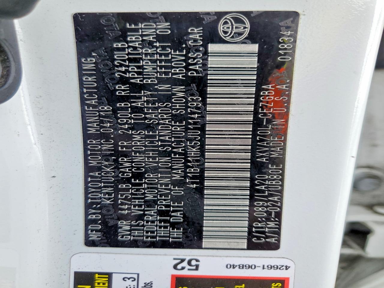 2018 TOYOTA CAMRY L photo 23