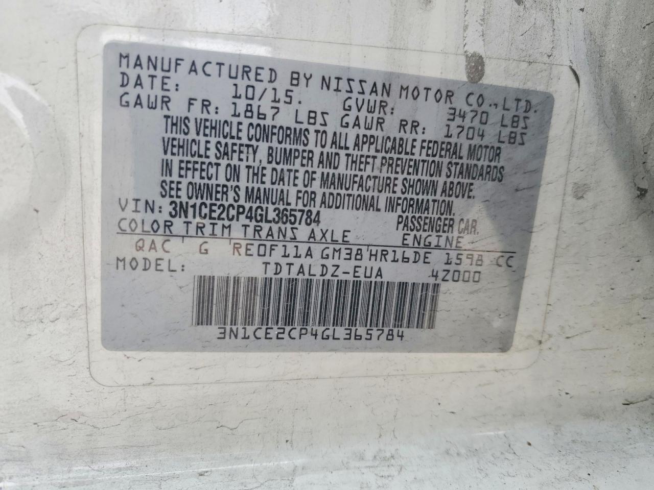 2016 NISSAN VERSA NOTE SV photo 13