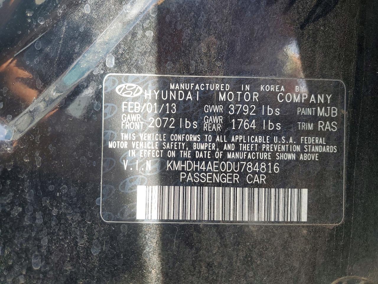 2013 HYUNDAI ELANTRA GLS photo 12
