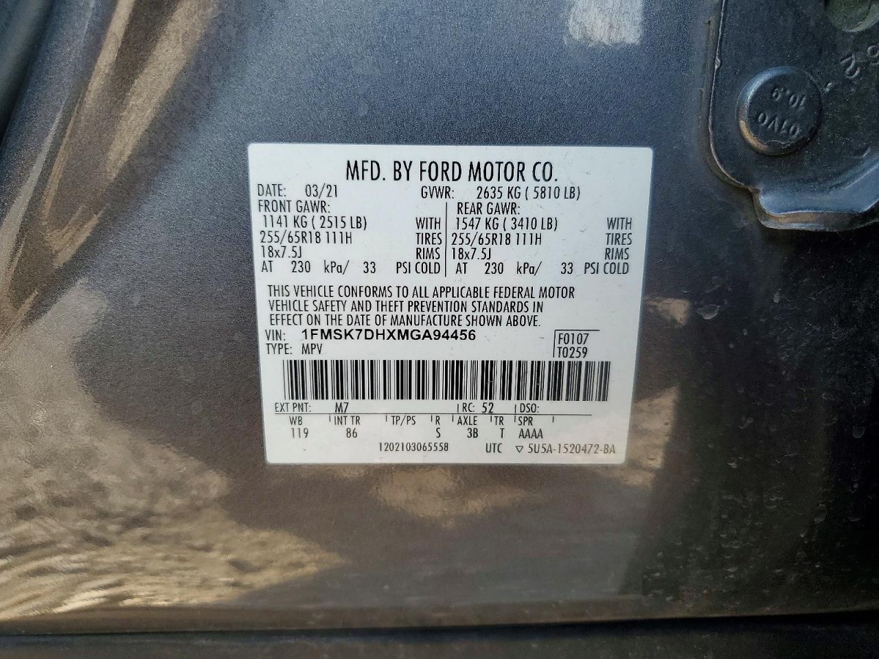 2021 FORD EXPLORER XLT photo 25