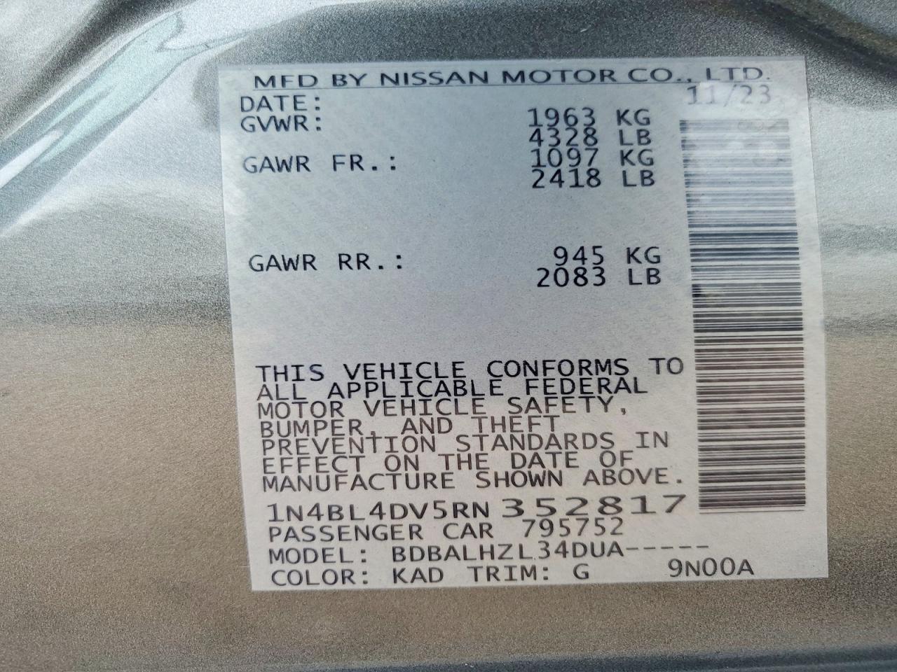 2024 NISSAN ALTIMA SV photo 13