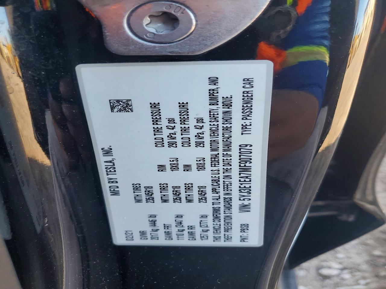 2021 TESLA MODEL 3 photo 23