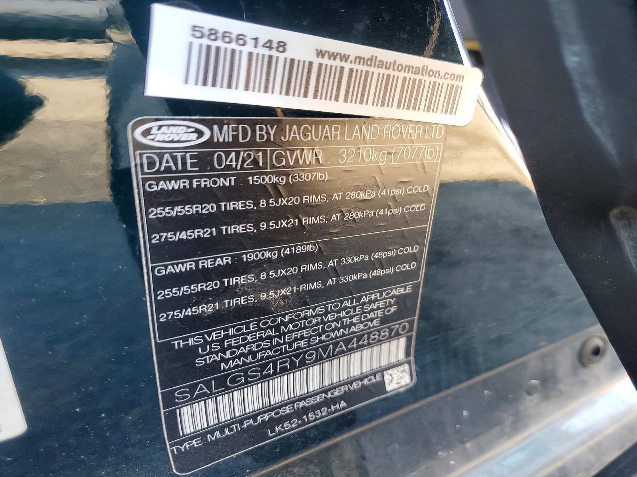 2021 LAND ROVER RANGE ROVER HSE photo 12