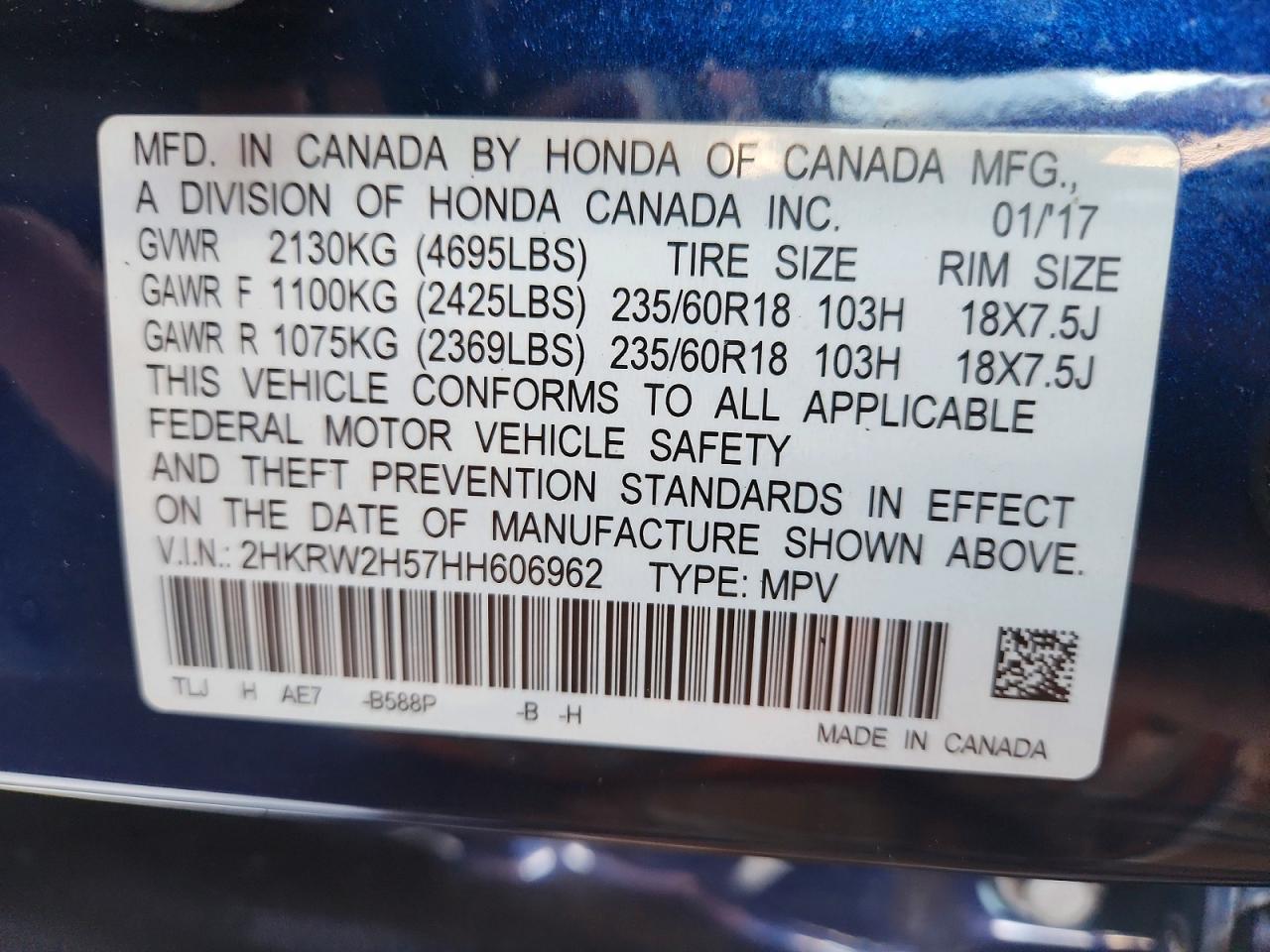 2017 HONDA CR-V EX photo 40